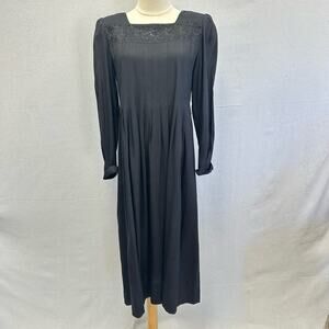 Vintage 90s Sarah Elizabeth Victorian Renaissance Goth black maxi‎ dress size 8